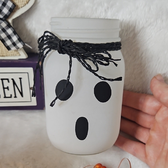 Happy Halloween Sign & Fall Floral Ghost Mason Jar Set - Picture 5 of 5